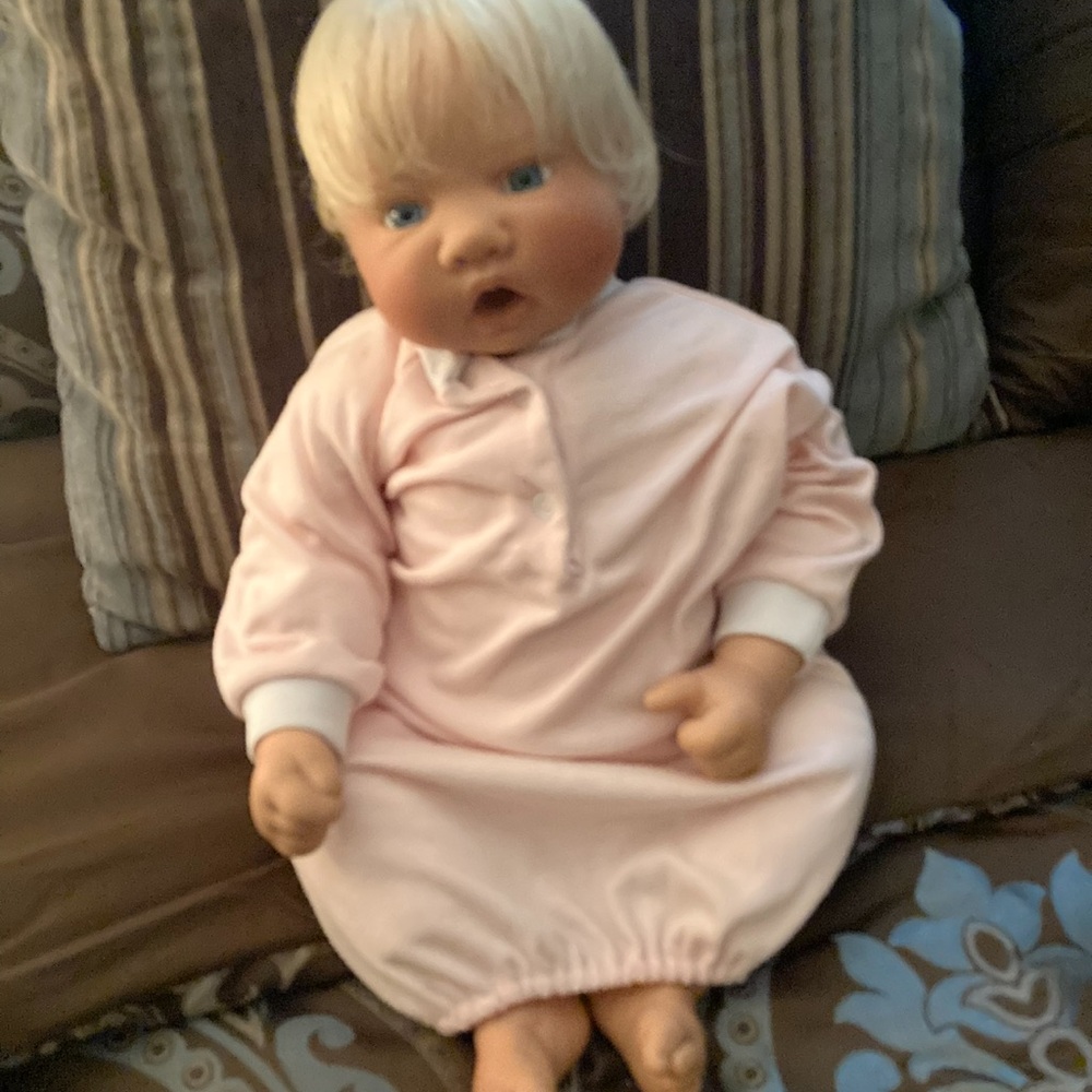 Cute Baby Doll in Soft Pink Gown